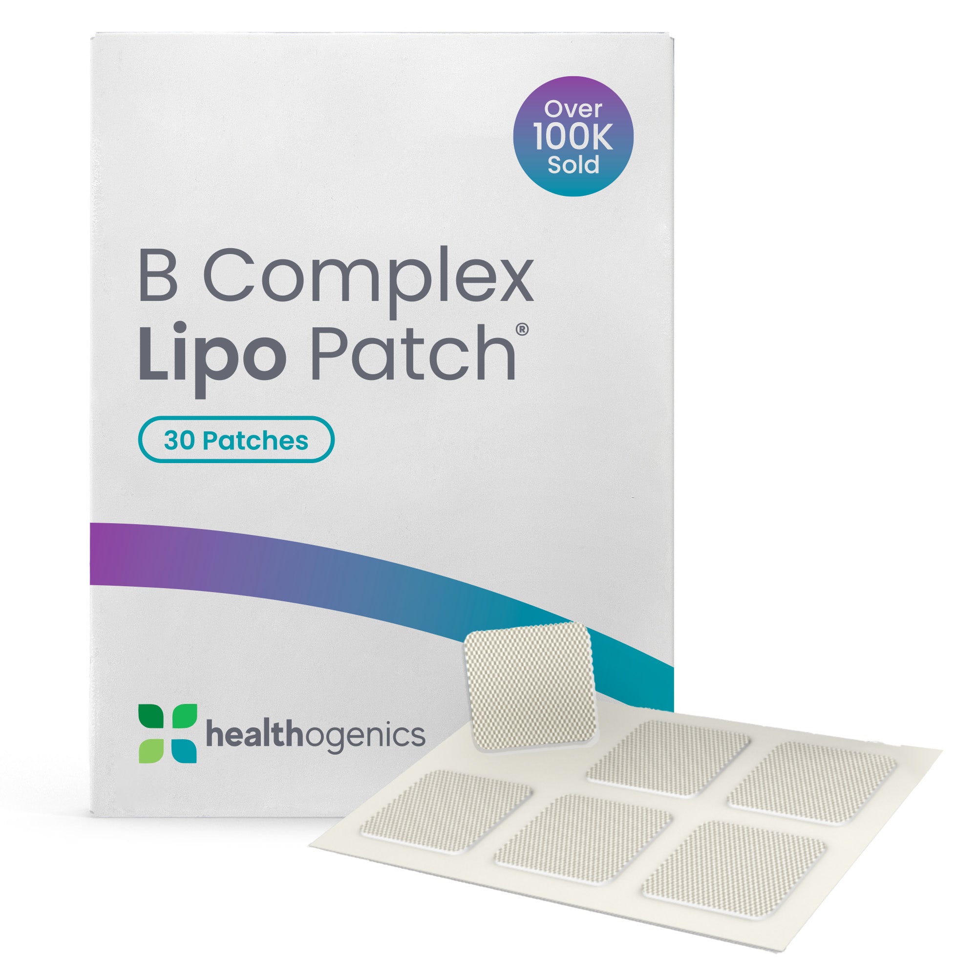 B Complex Lipo Patch packaging with patches on a white background