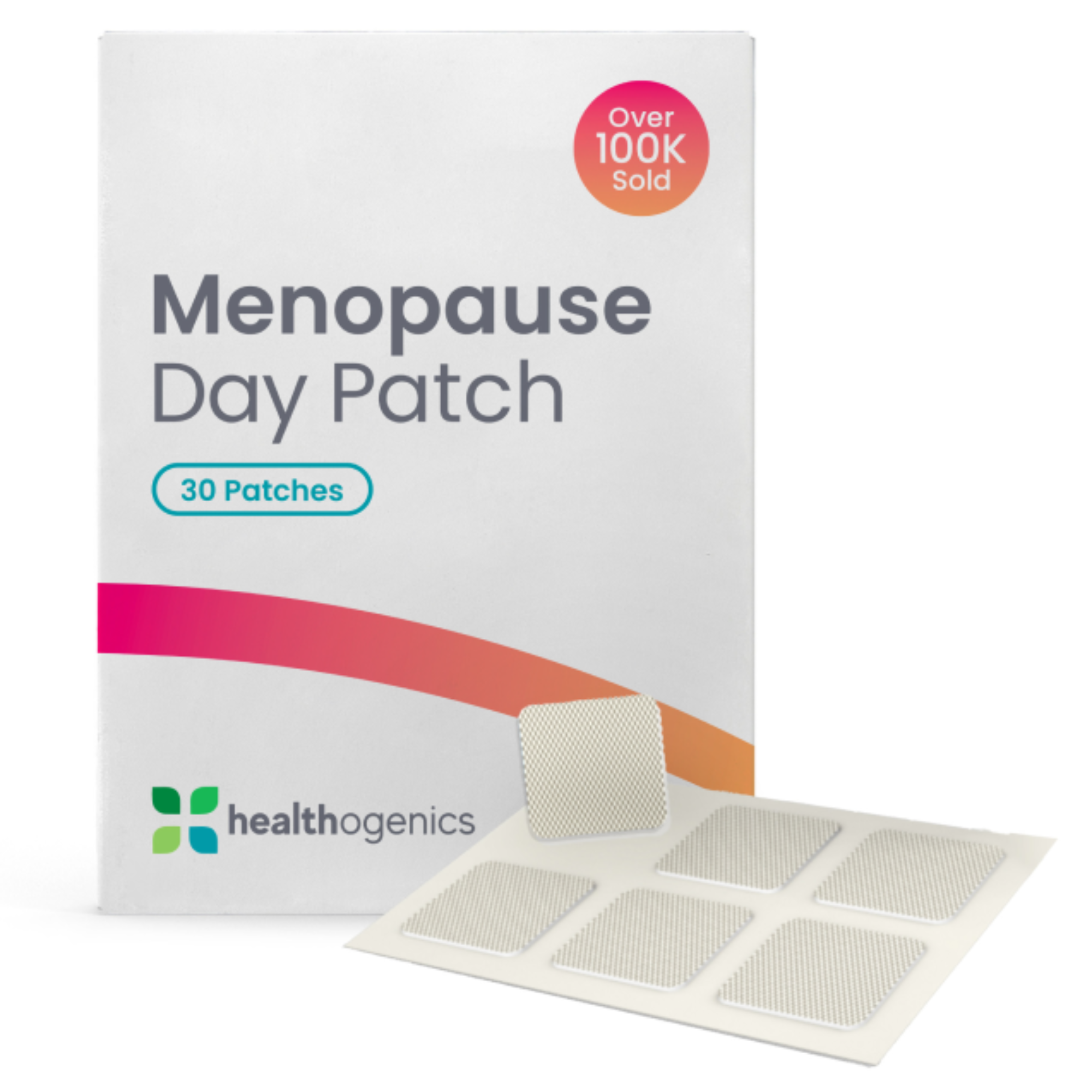 Menopause Day Patch packaging with Healthogenics logo and text indicating patch count.