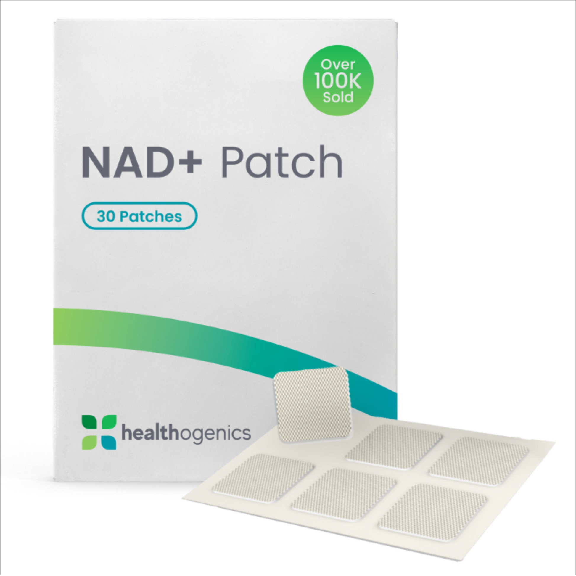 NAD+ Patch packaging with Healthogenics logo on a white background