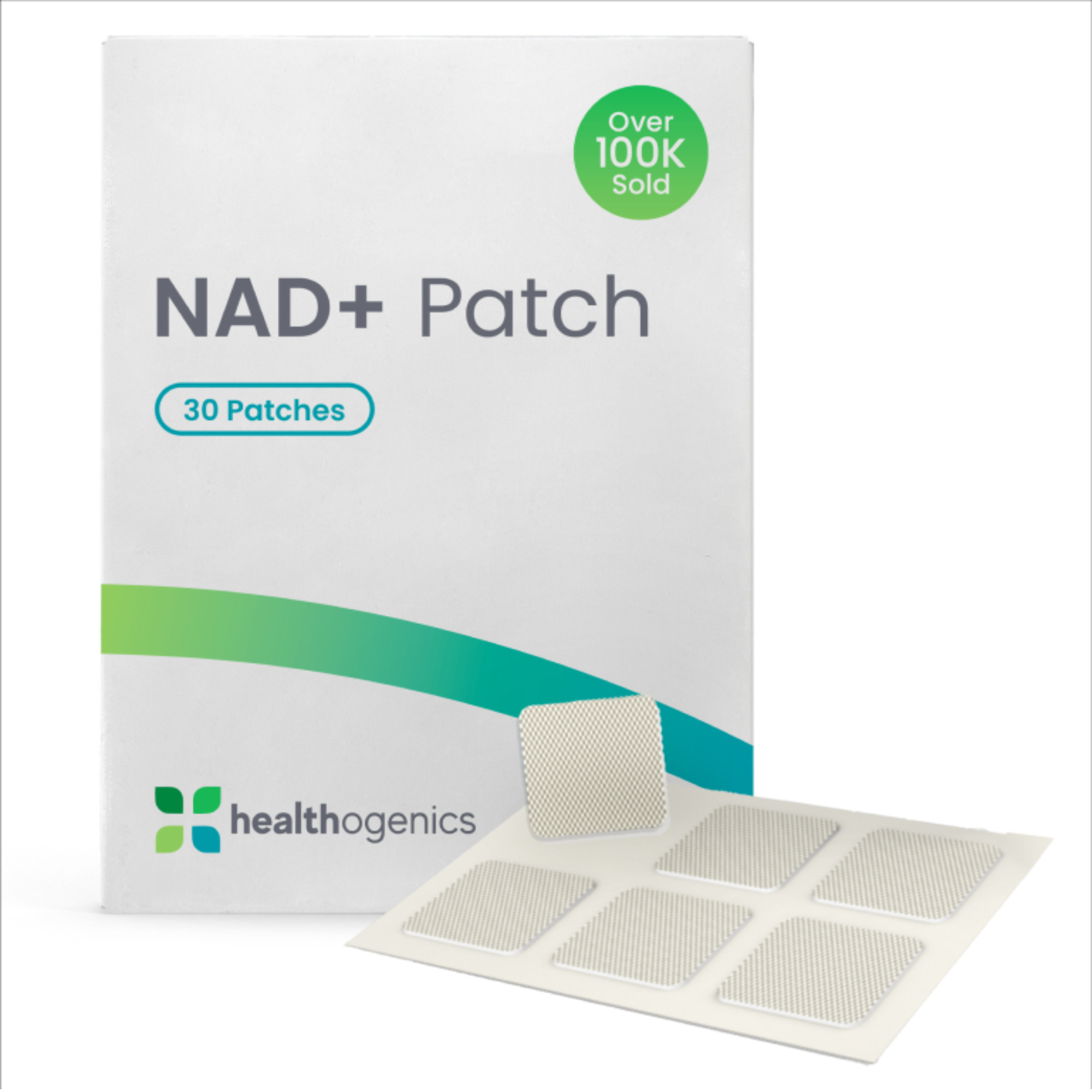 NAD+ Patch packaging with Healthogenics logo on a white background
